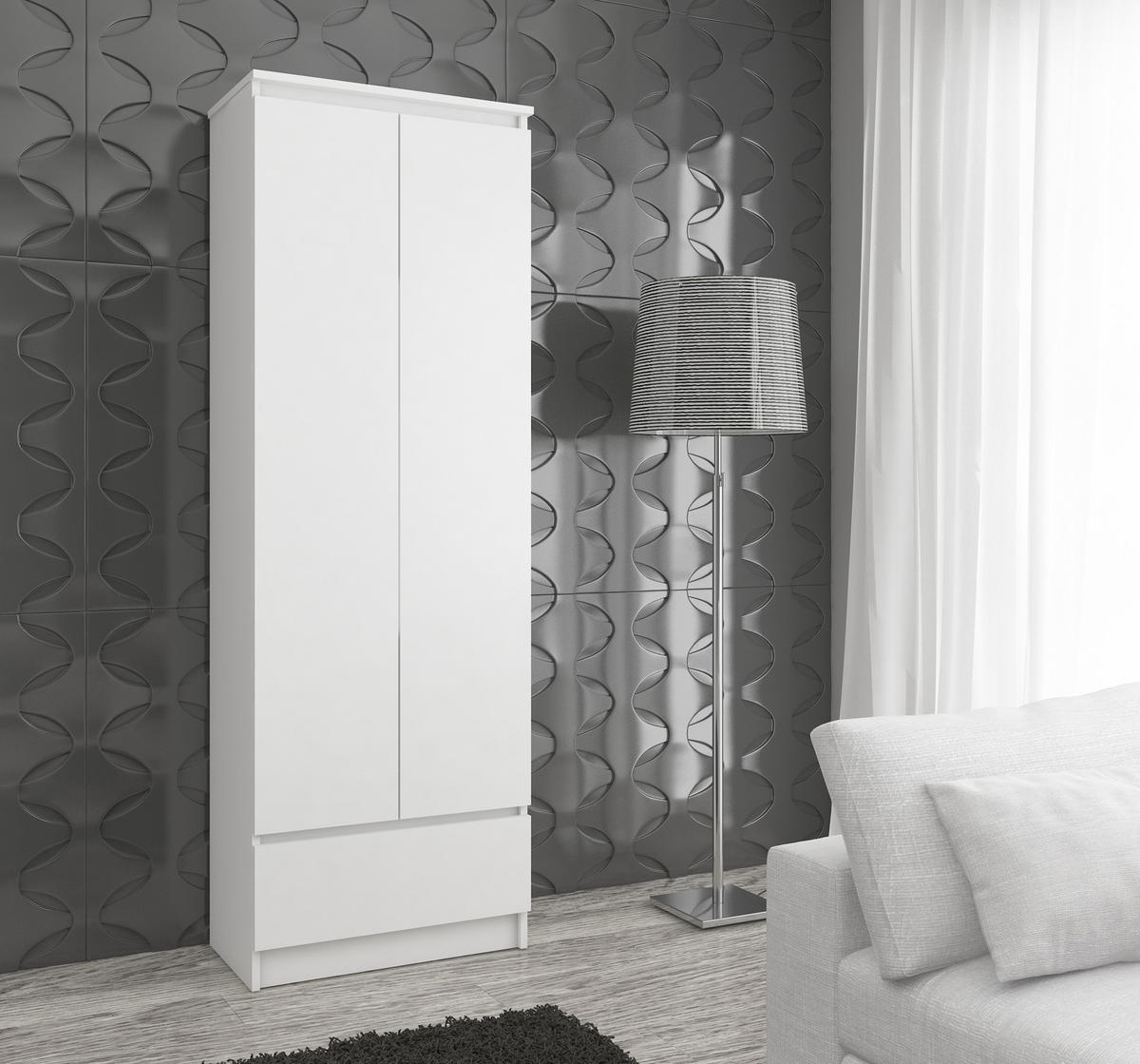 MEHRZWECKSCHRANK Weiß 60x180x35 cm - Weiß, Holzwerkstoff (60/180/35cm) - Akord