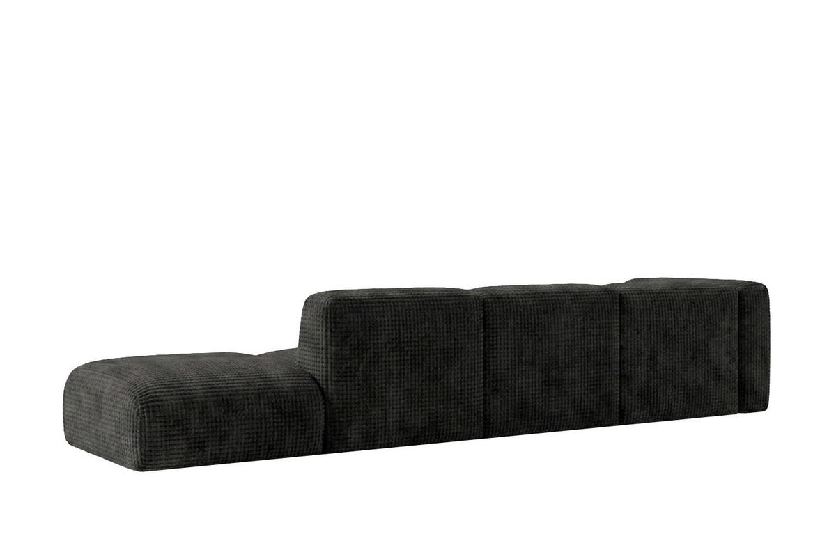 ECKSOFA L-Form mit Hocker, Chenille-Stoff Cremona, Anthrazit, Rechts, GRETA - Anthrazit, Holz (386/179cm) - Kaiser Möbel