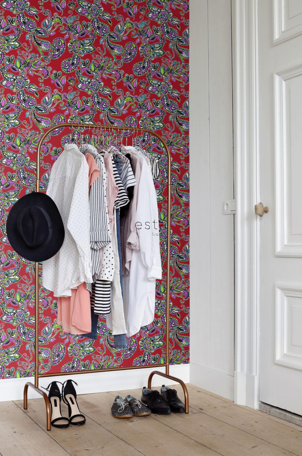 TAPETE funky Blumen und Paisleys 53 cm x 10.05 m - Grün, Papier (53/1000cm) - ESTAhome