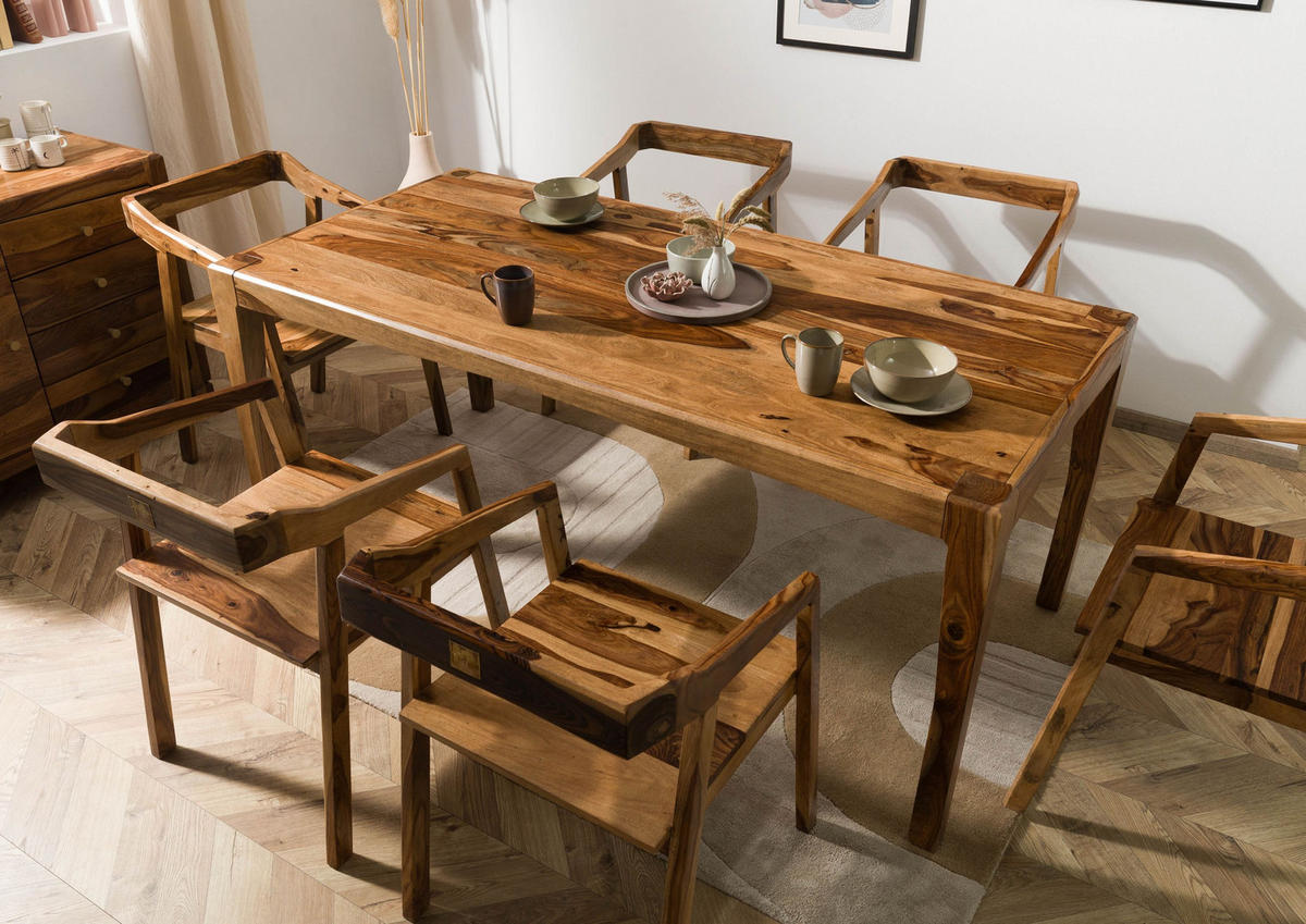 ESSTISCH Sheesham 180x85x77 braun lackiert ANCONA #0103 - Braun, Holz (180/85/77cm) - Massivmoebel24