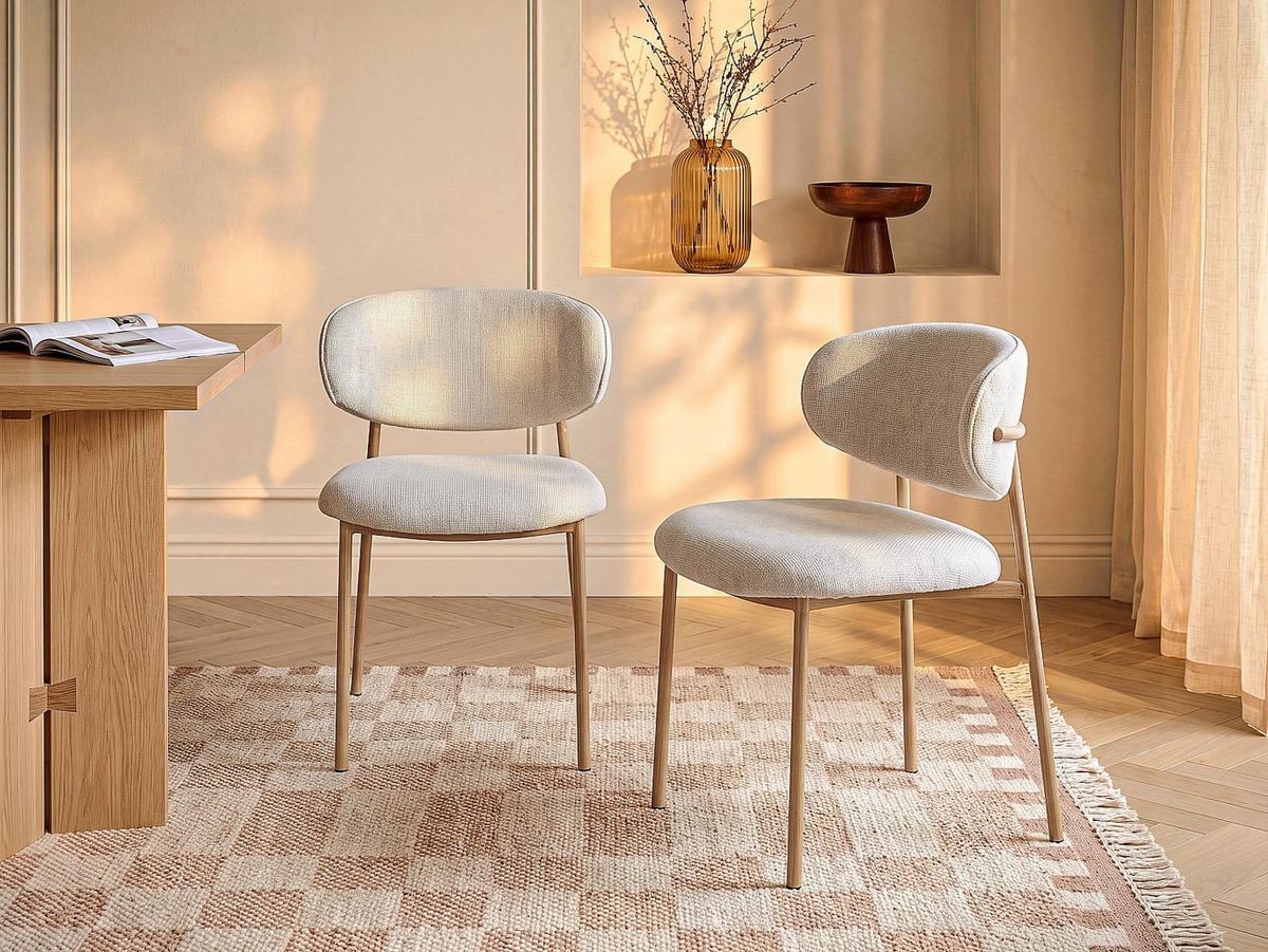 STUHL - 54 x 58.5 - stoff - cremefarben Nafisa - Creme, Textil/Metall (54/80/58.5cm) - Vente-Unique