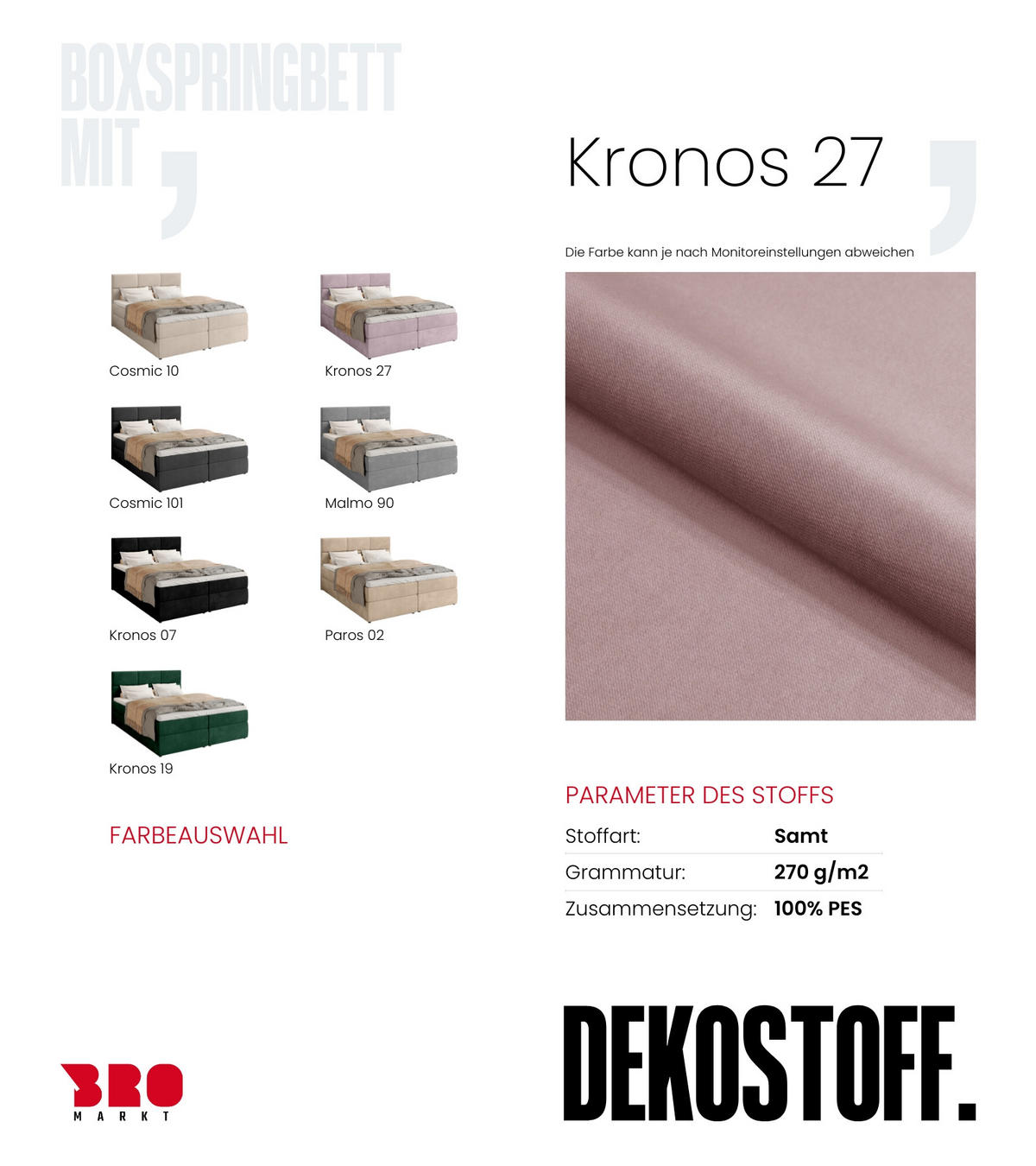 BOXBETT Boston mit Topper 160/200 Rosa - Rosa, Holzwerkstoff/Textil (160/200cm) - Bromarkt