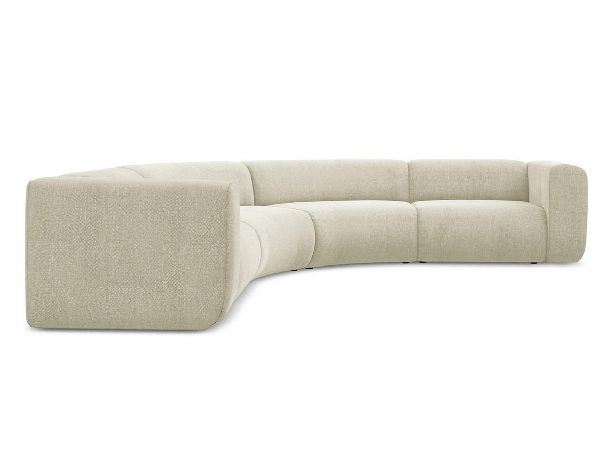 ECKSOFA Chenille Stoff Beige - Beige/Schwarz, Kunststoff/Textil (318/318cm) - Makamii