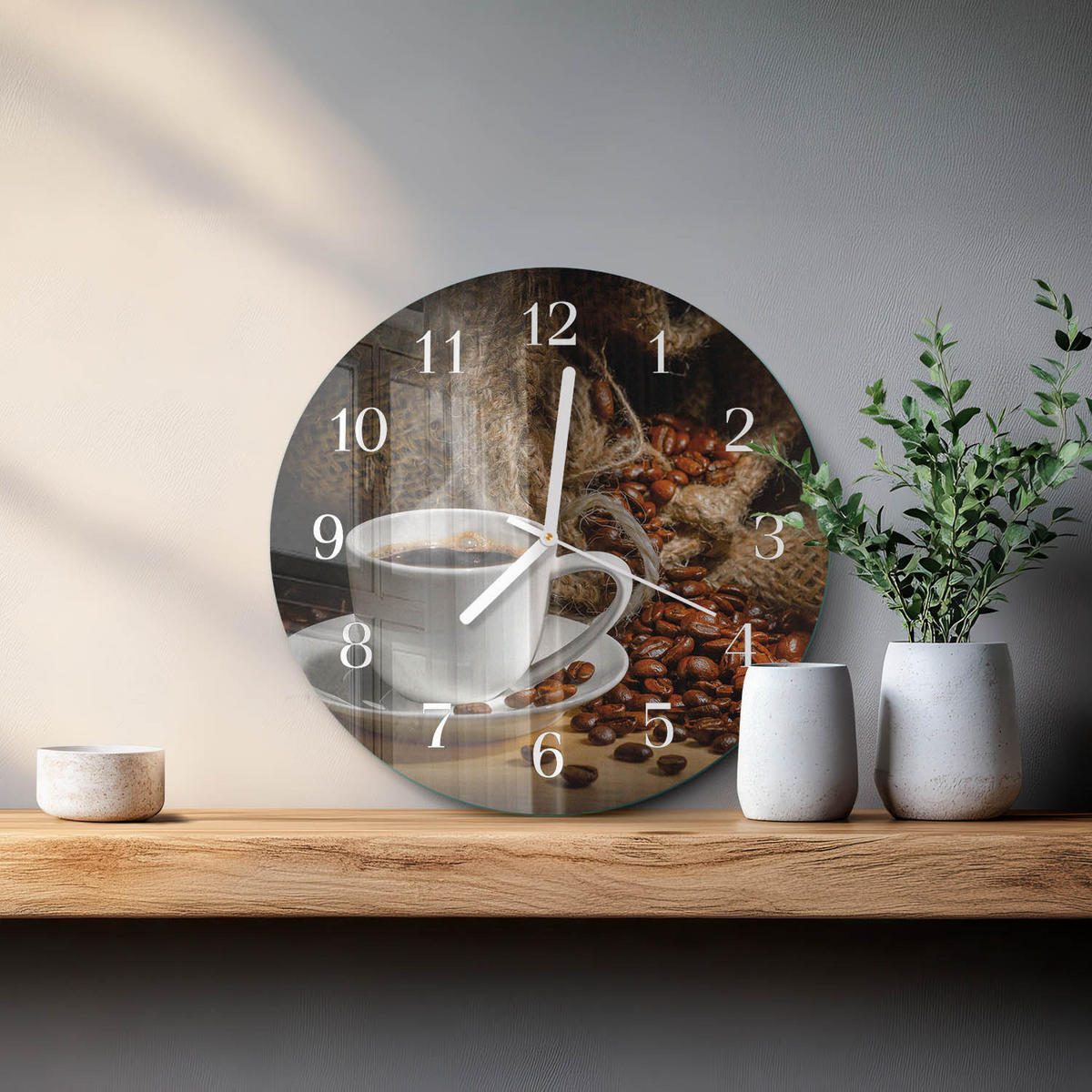 WANDUHR fi30 cm - Kaffee - Braun, Glas (30/30/0.4cm) - TULUP