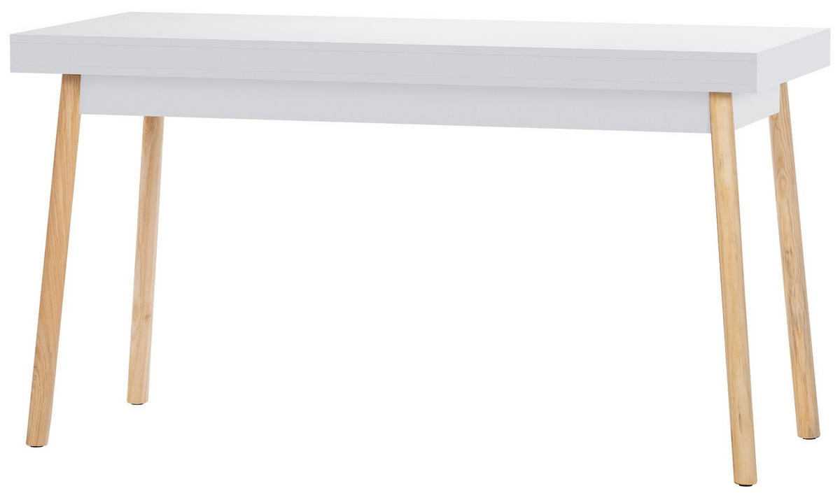 SCHREIBTISCH 140/60/75 cm Holz weiß - Eukalyptusholzfarben/Weiß, Holz (60/140/75cm) - CLP