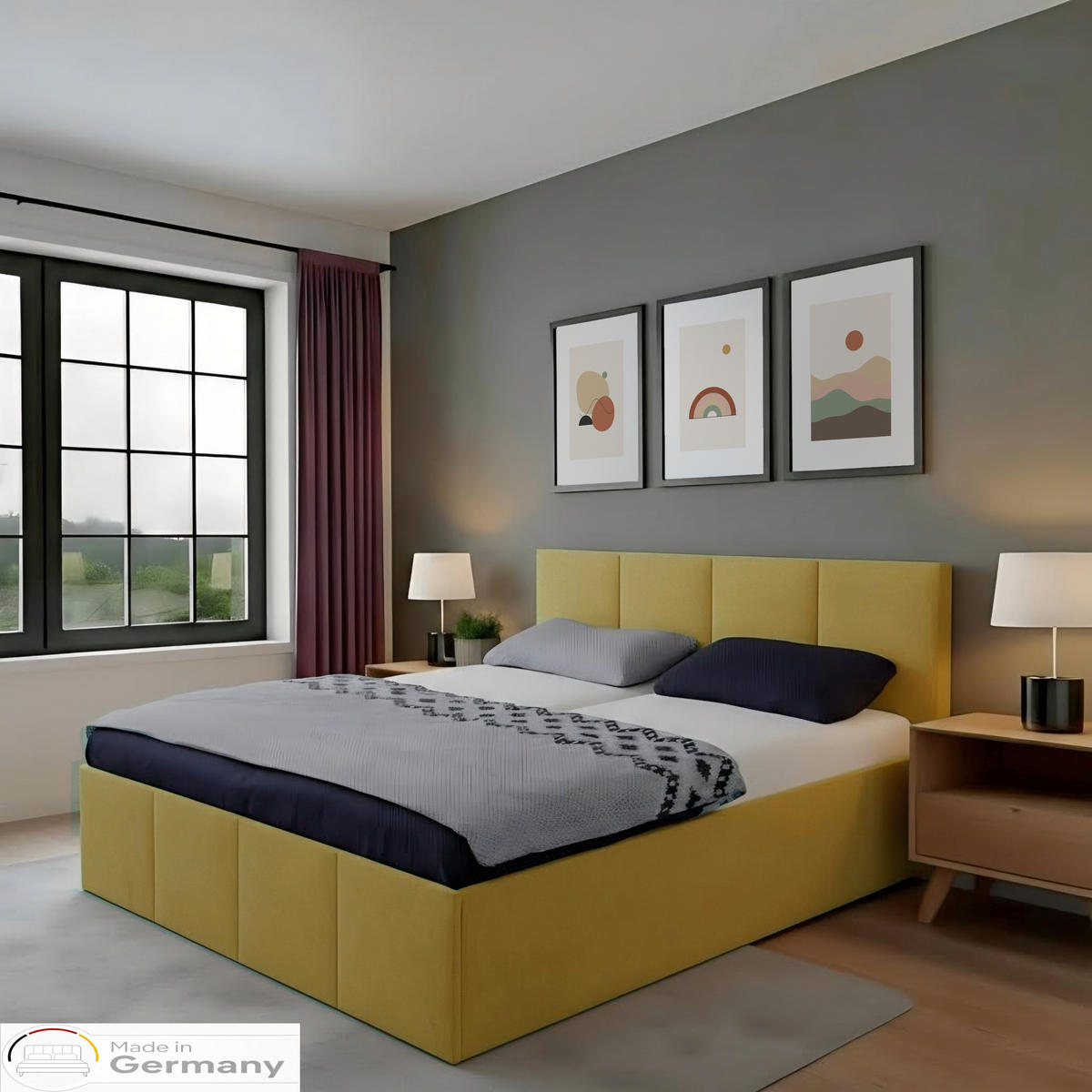 POLSTERBETT Dalas Gold 200 x 200 x 40 cm Stauraum Mit hochwertiger Matratze H2 (bis 100 kg) und Lattenrost - Goldfarben, Holz (200/200cm) - Halmon Schlafkomfort Betten 