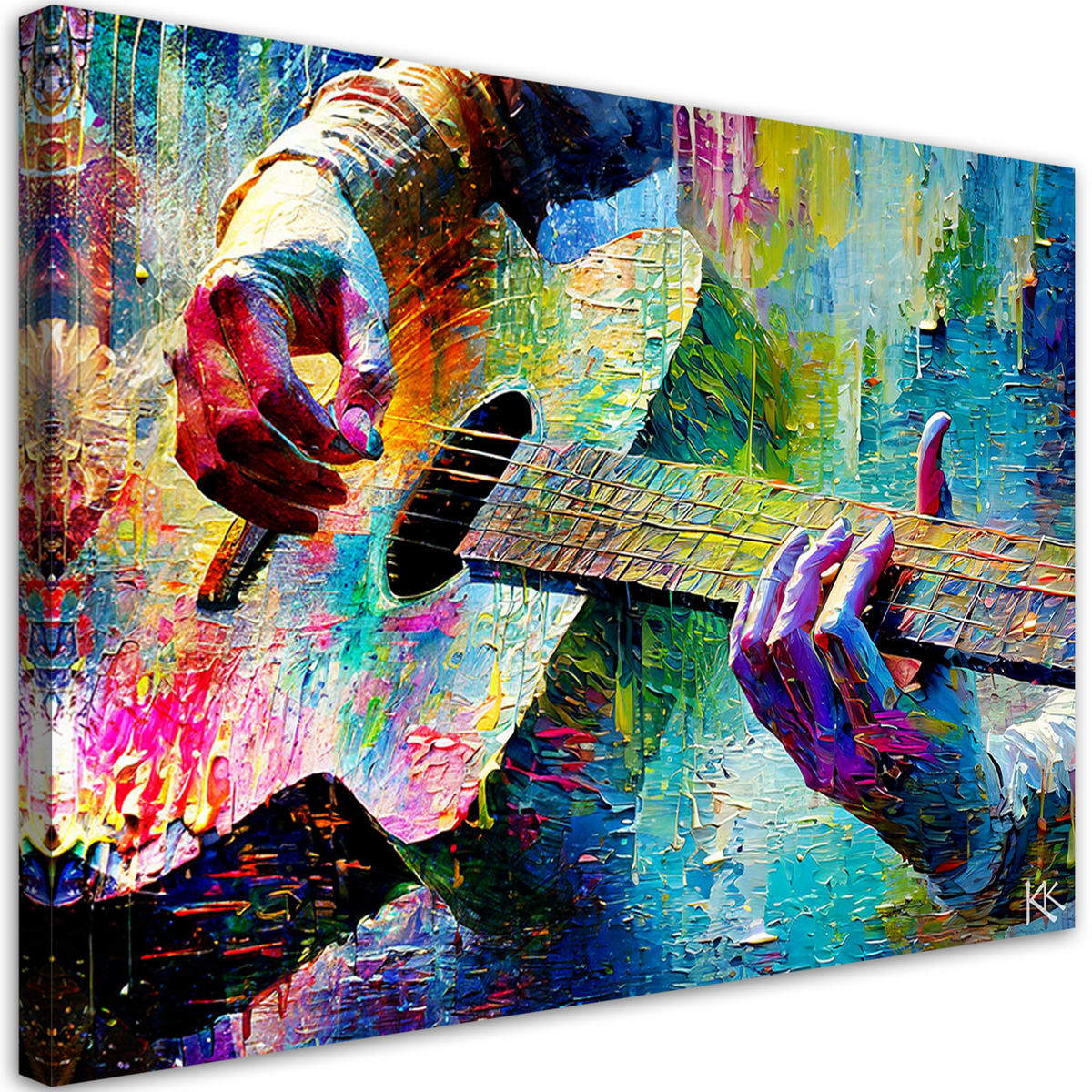 WANDBILD gitarre musik bunt - Multicolor, Textil (60/40cm) - Feeby