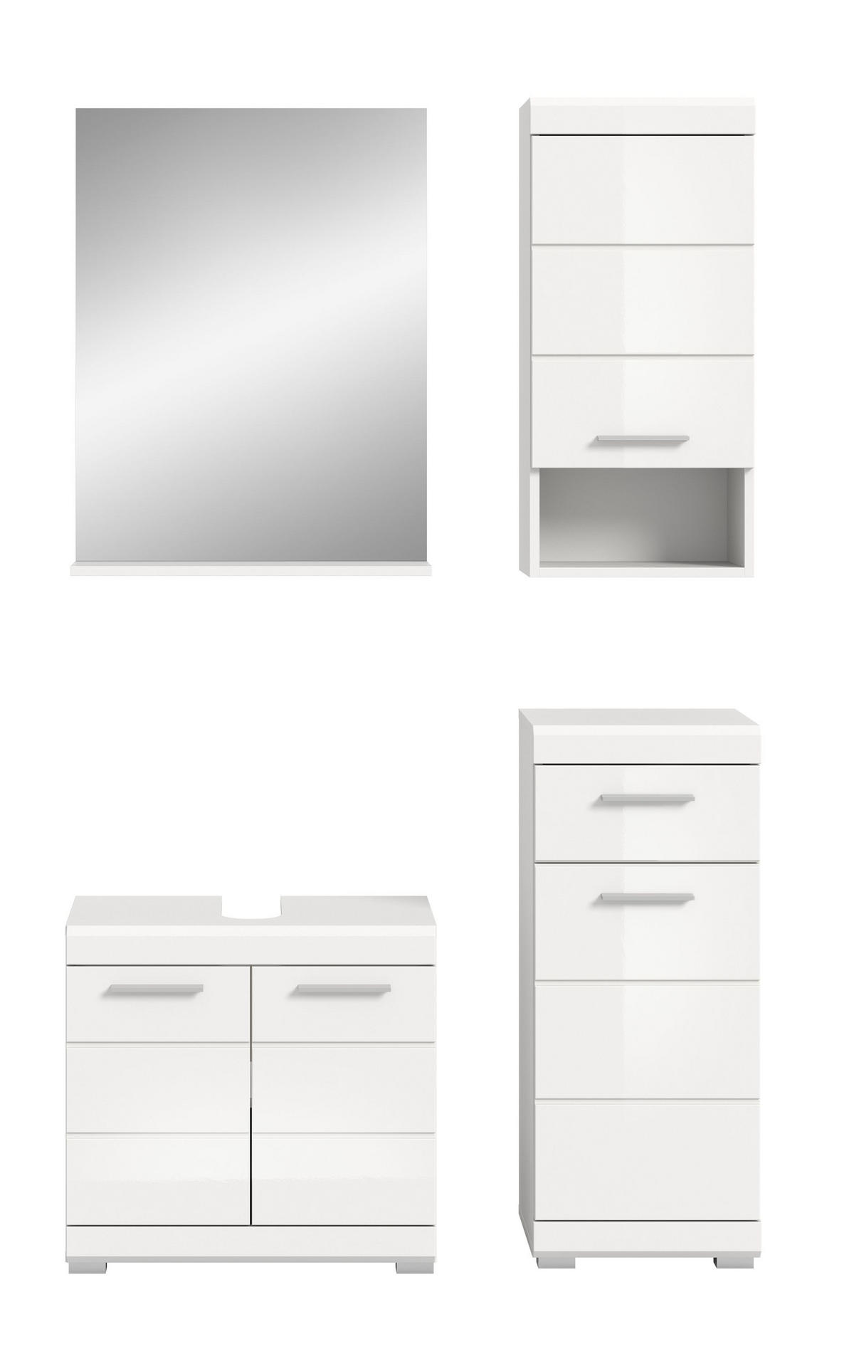 BADKOMBINATION 4tlg. Scout Bad in weiß Nachbildung und weiß hochglanz B/H/T: 112x191x34 cm - Weiß, Holz (112/191/34cm)