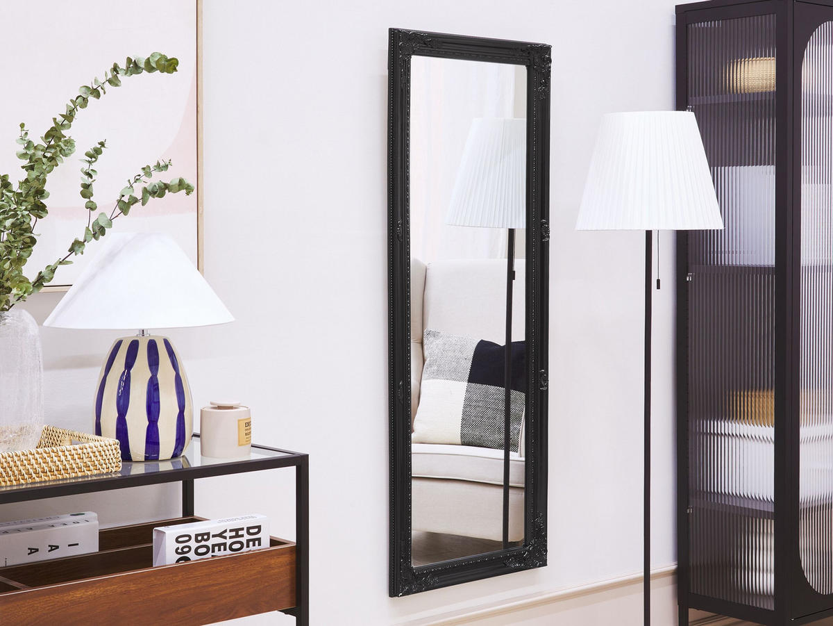 WANDSPIEGEL schwarz rechteckig 50/130 cm Fougeres - Schwarz, Kunststoff (50/130/3cm) - Beliani