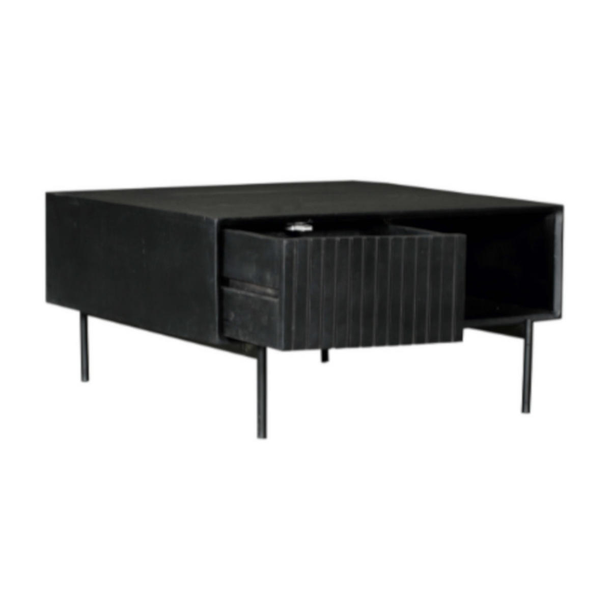 COUCHTISCH Dimora Mangoholz 80 cm / 80 cm Schwarz - Schwarz, Holz (80/80/40cm)