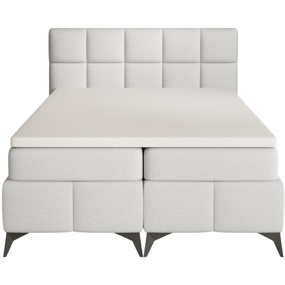 BOXBETT Solido mit Bettkasten 140x200 cm hellgrau - Hellgrau/Schwarz, Textil/Metall (140/200cm) - Beautysofa