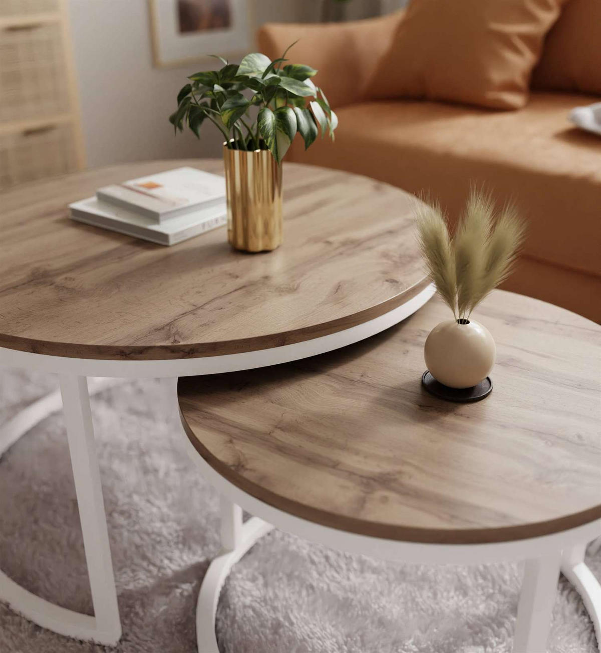 COUCHTISCH CIRI 2-in-1 Eichenholz Wotan - Weiß, Holzwerkstoff (70/70/48cm) - Lookway