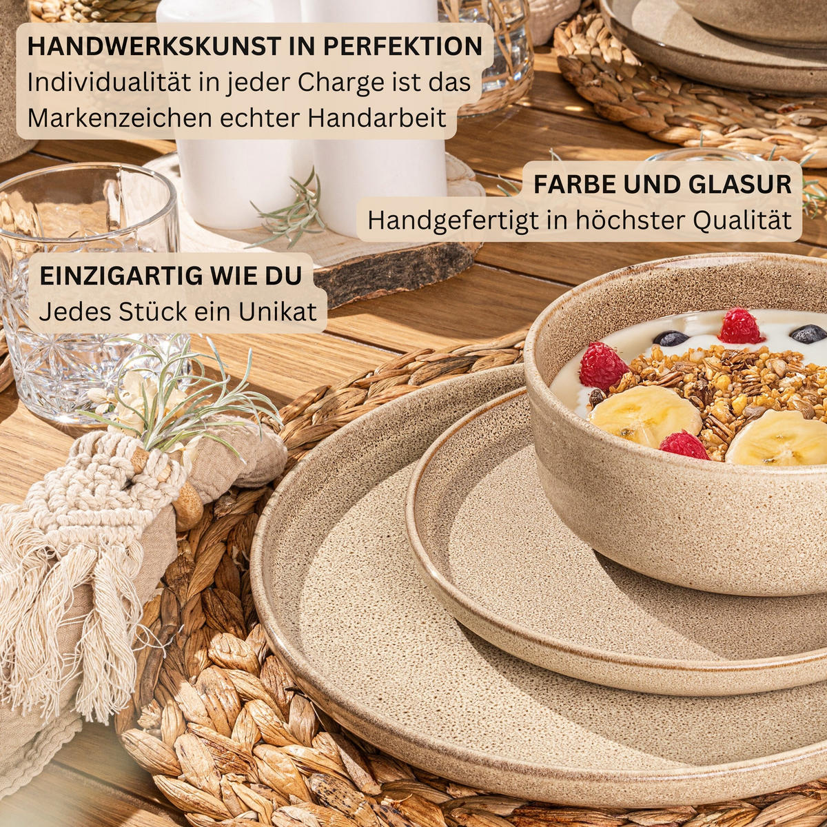 PASTASCHALEN SET KAIRO MOCHA - 6 teilig aus Steingut - Beige, Keramik (31.5cm) - Sänger