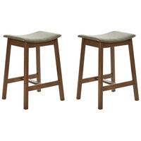 BARHOCKER 2er-Set Dunkelbraun/Grün Dixon - Dunkelbraun/Grün, Holz (45/63/39cm) - Beliani
