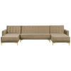 SCHLAFSOFA U-förmig Samtstoff Beige Aberdeen - Beige, Textil (348/83/168cm) - Beliani