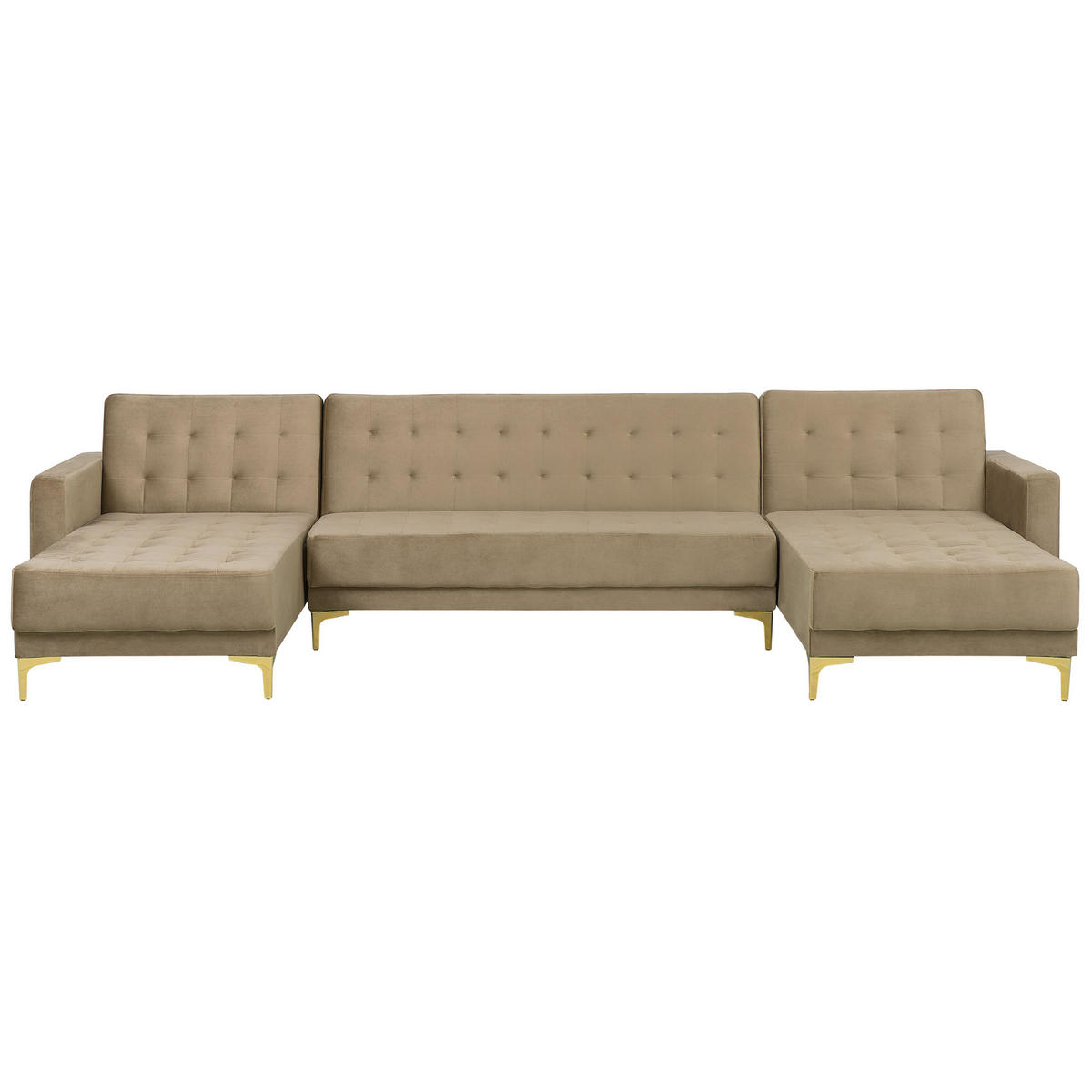 SCHLAFSOFA U-förmig Samtstoff Beige Aberdeen - Beige, Textil (348/83/168cm) - Beliani