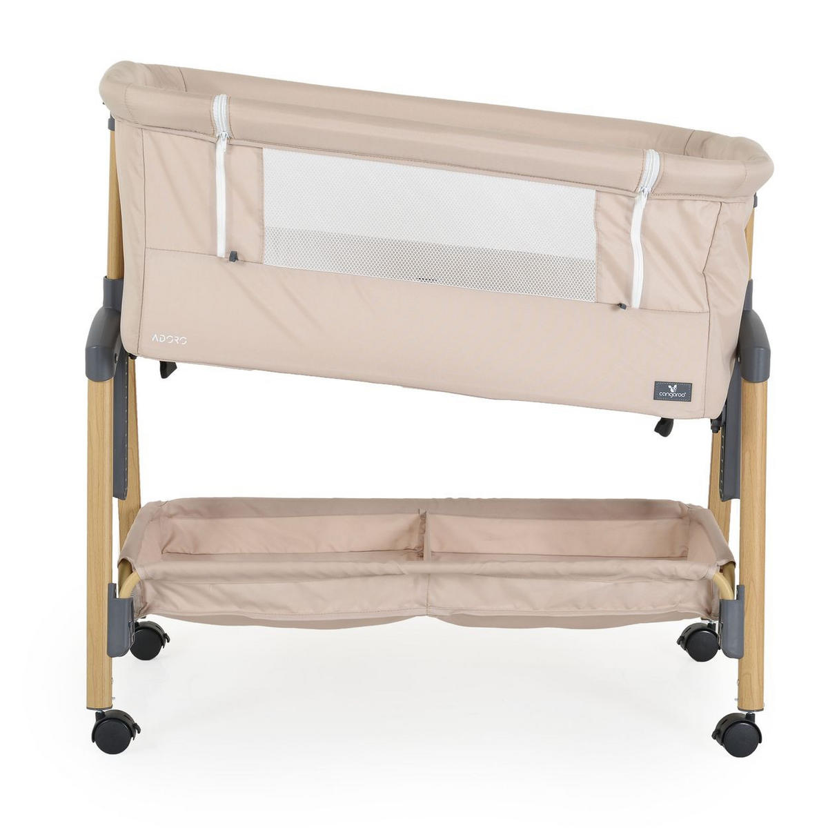 BEISTELLBETT Adoro beige 82 x 48 cm, 7 Höhenpositionen, Anti-Reflux, Moskitonetz, Matratze - Beige, Metall (48/82cm) - Cangaroo