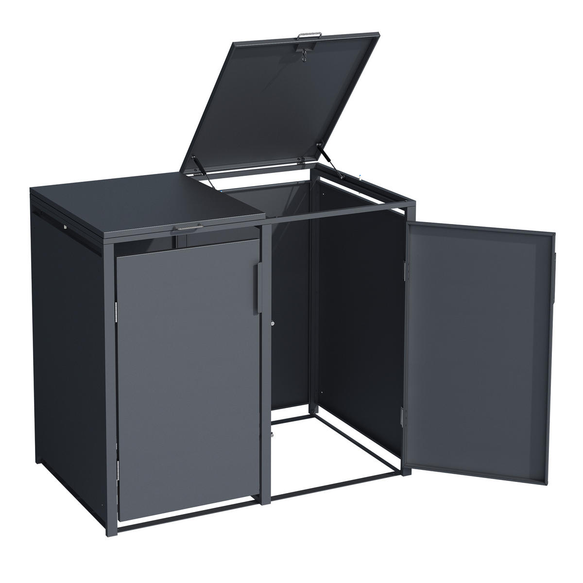 MÜLLTONNENVERKLEIDUNG Dublin - Mülltonnenbox für 2 - , Stahl verzinkt, anthrazit - Grau, Metall (132/116/80cm) - TPFGarden