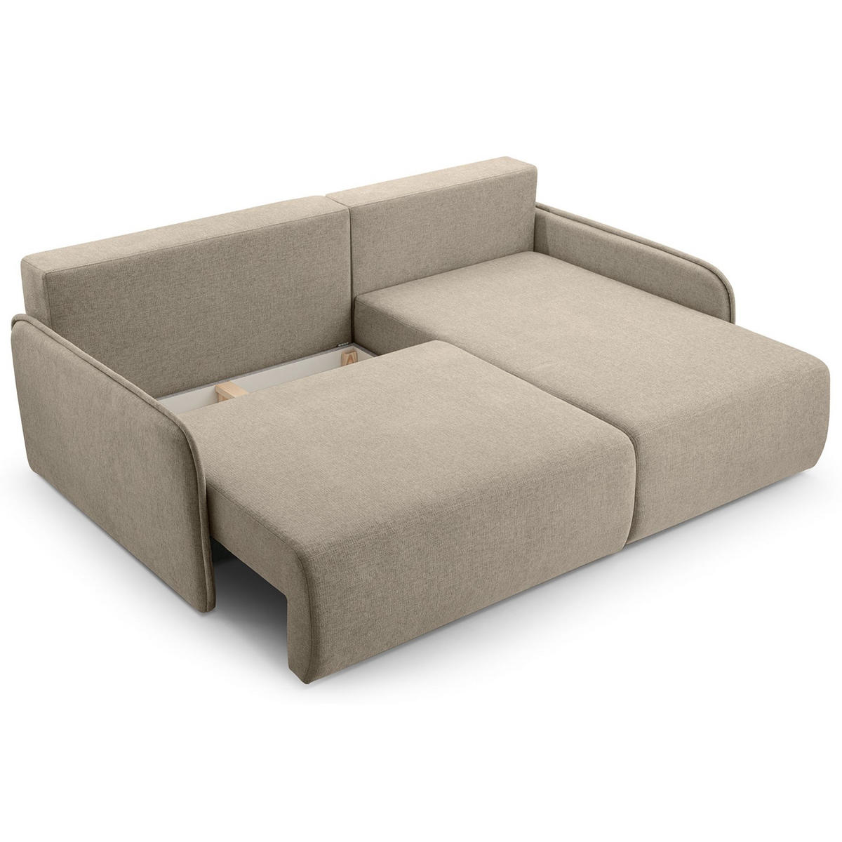 ECKSOFA Netarro, Dunkelbeige Chenille, rechtsseitig - Beige/Schwarz, Kunststoff/Textil (198/147cm) - Selsey
