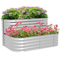 STUFENBEET, Silberfarben - Silberfarben, Metall (90/30/120cm) - Outsunny