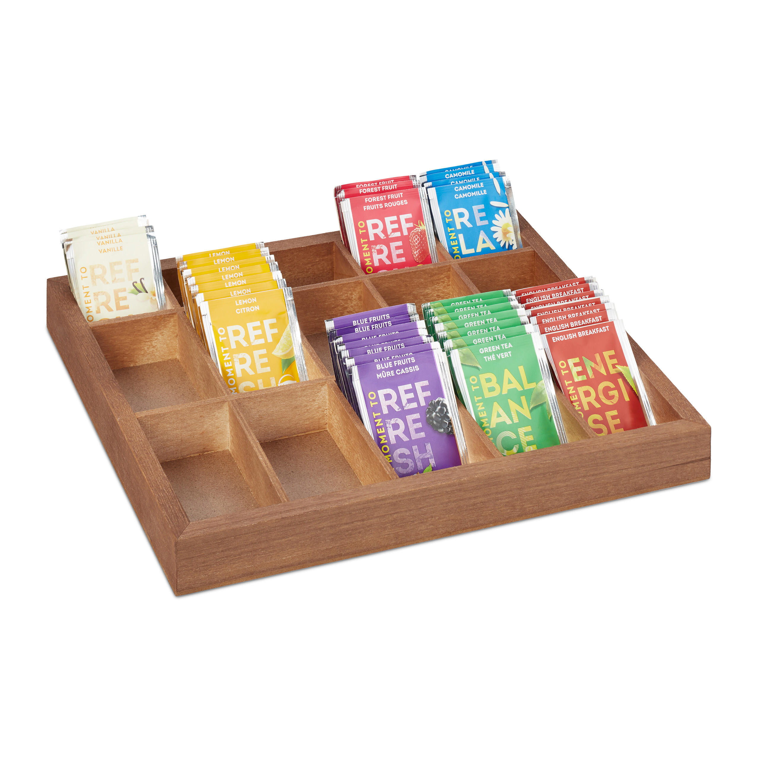 Relaxdays ORGANIZÉR Přírodní dřevo 15 přihrádek 32x26x3,5 cm