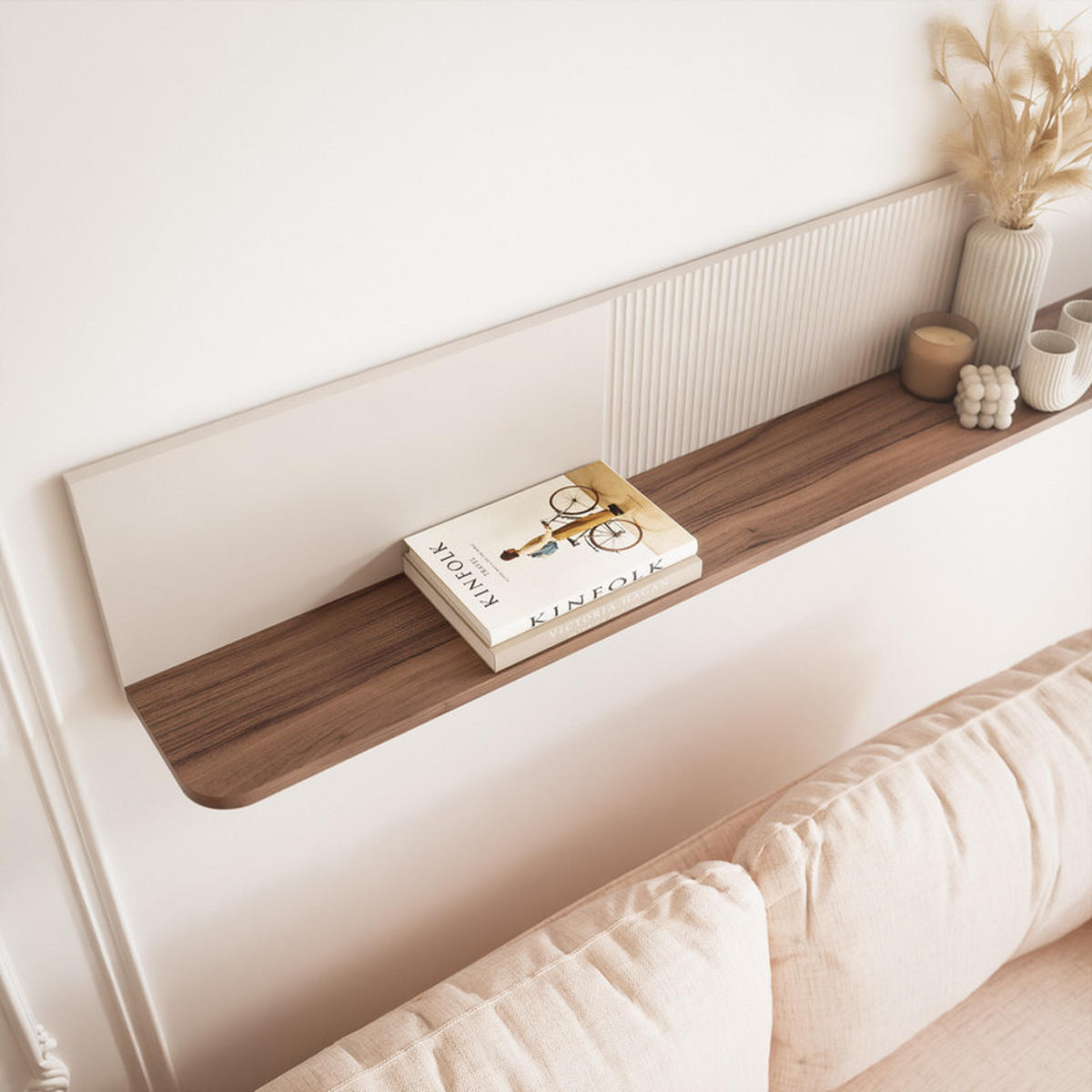 HÄNGEREGAL NAVANI 150 cm – Kaschmir / Nussbaum - Kaschmir/Nussbaumfarben, Holzwerkstoff/Metall (150/30/22cm) - Idohome