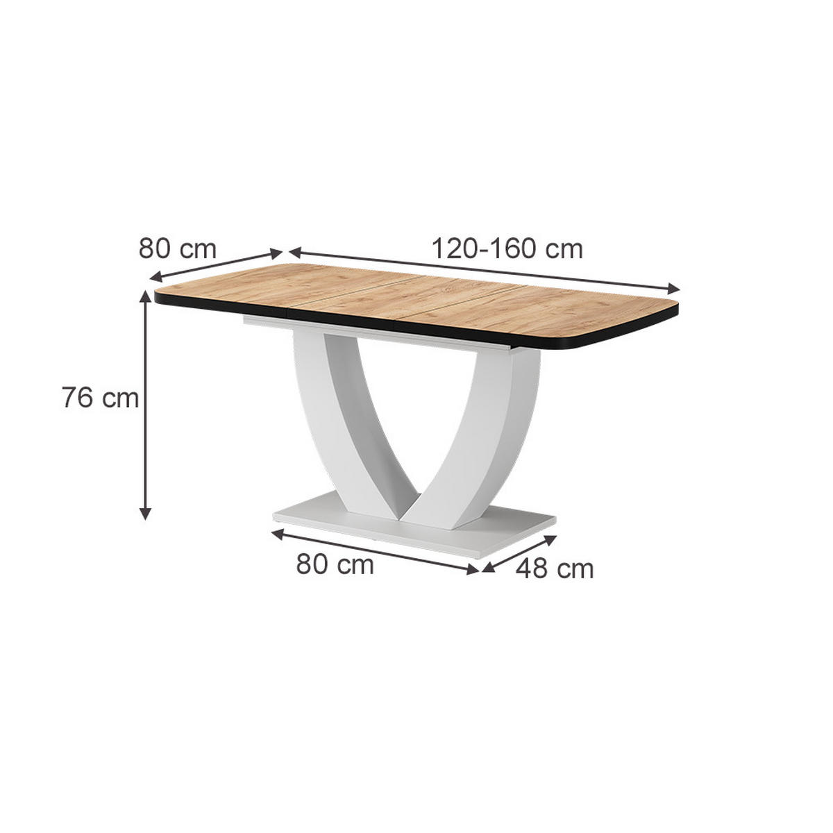 JÍDELNÍ STŮL Fenaro Zlatá síla dub/bílá - bílá/medově dubová, kompozitní dřevo (80/120/77.4cm) - Vicco