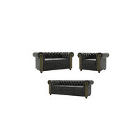 SITZGARNITUR 3+2+1 Chesterfield Flux Anthrazit Microfaser Vintageoptik - Anthrazit/Braun, Holz/Textil (203/72/86cm) - S-Style Möbel