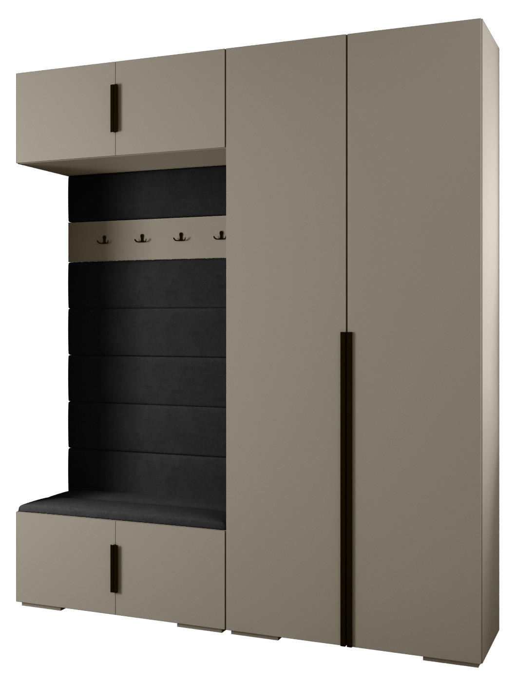 Abiks Möbel Garderoben-Set Kaschmir, Schwarz, Schwarz 200x236.7x47 cm