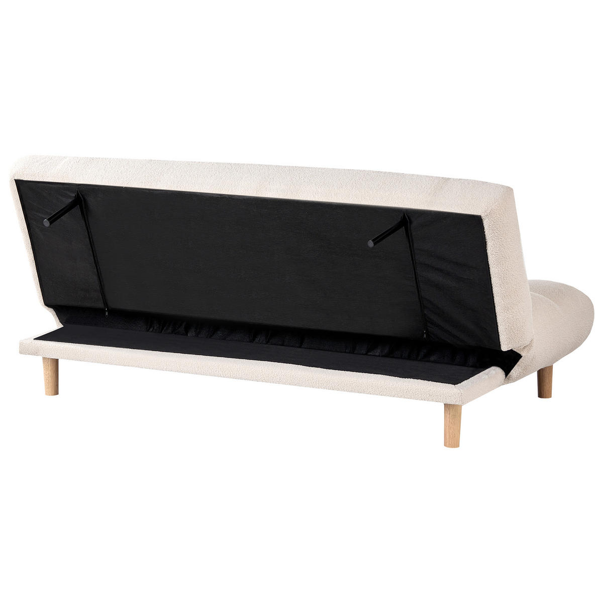 SCHLAFSOFA 2-Sitzer Bouclé Cremeweiß Risor - Creme, Textil (190/83/90cm) - Beliani