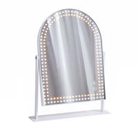 SCHMINKTISCH mit 6 Schubladen 92/55/81 CM und LED Beleuchtung Schminkspiegel 58 x 46 CM - Weiß, Holz (55/81/92cm) - VANITII