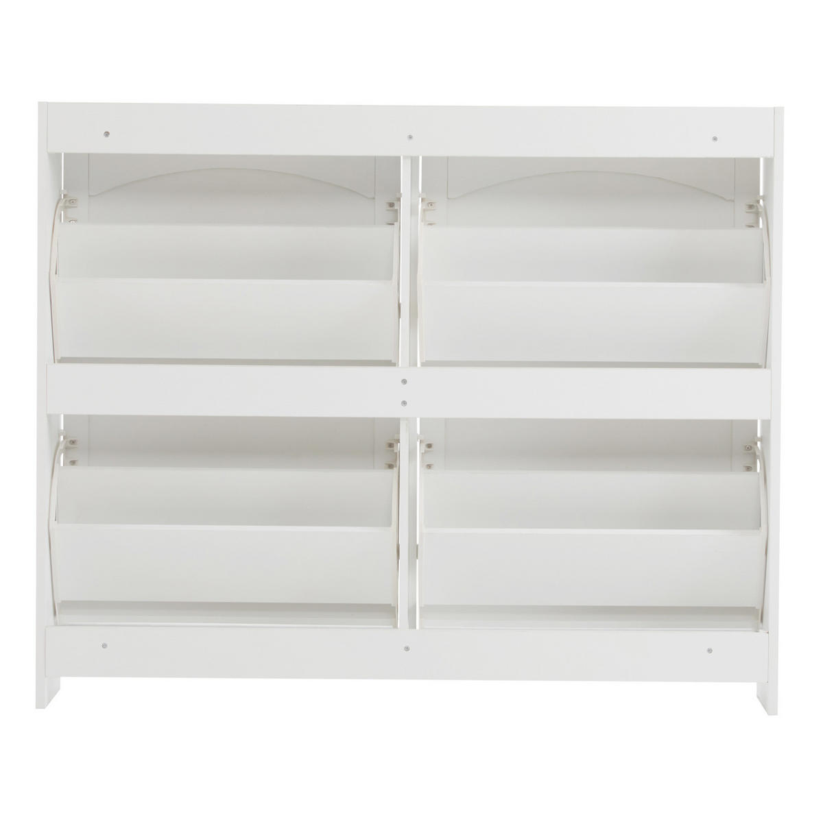 SCHUHSCHRANK mit 4 Klappen 110/24/90 cm in Weiß, platzsparendes Design - Weiß, Holzwerkstoff (110/90/24cm) - BEAOK