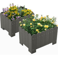 BLUMENKUBEL 2er-Set Grau - Grau, Kunststoff (30cm) - COSTWAY