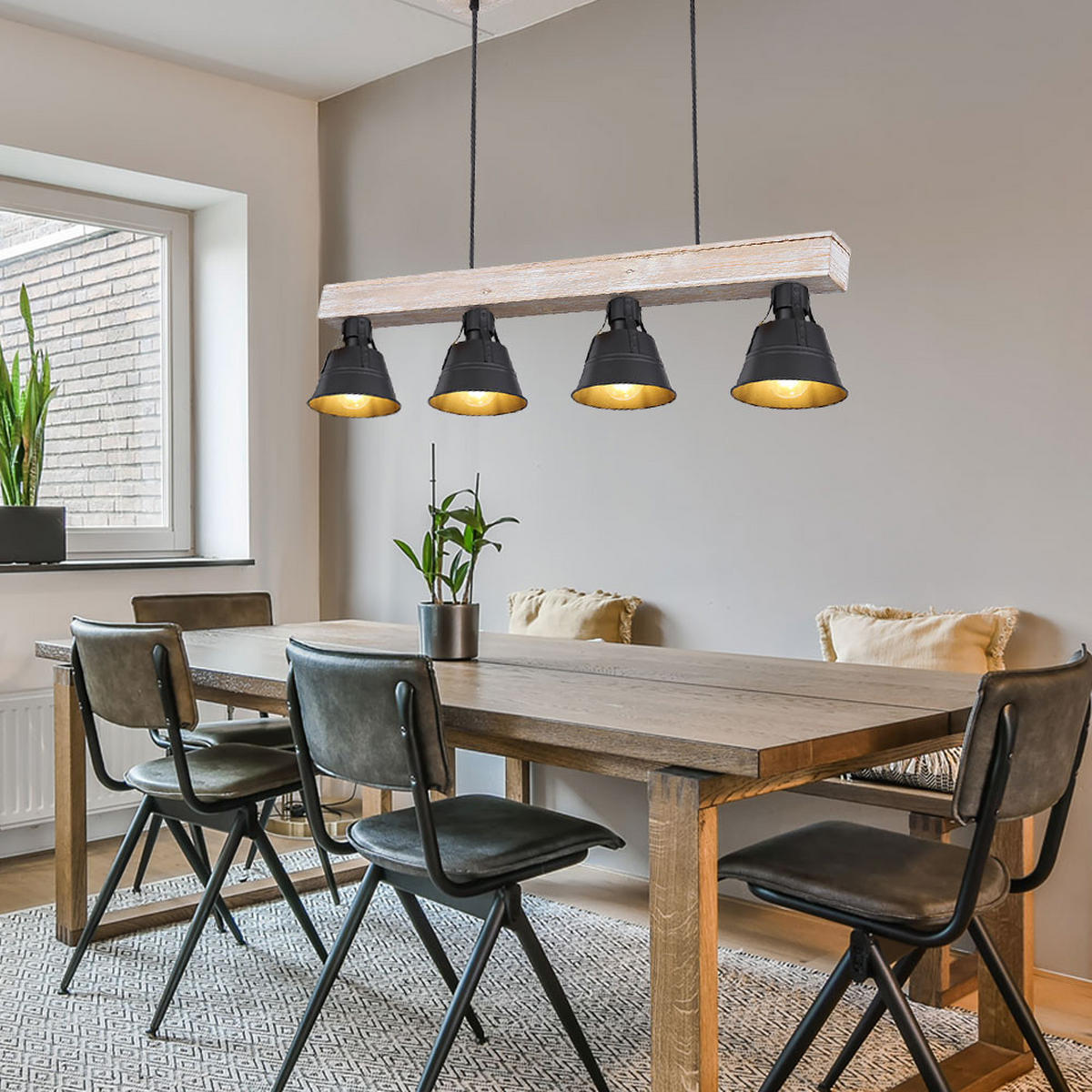 HÄNGELEUCHTE Holz Metall Braun - Braun, Holz (85/14/85cm)