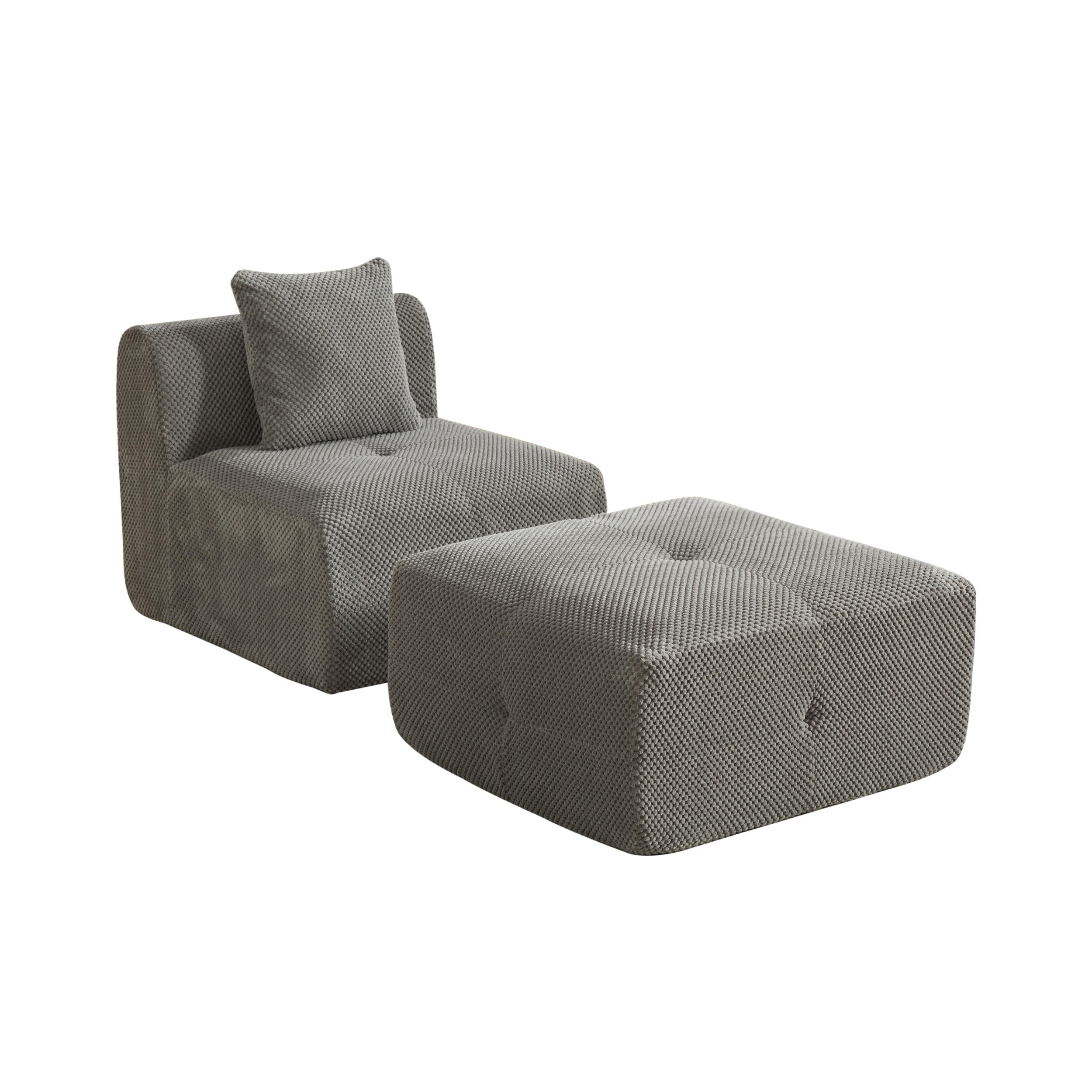 SOFA Chenille Grau mit Kissen - Grau, Textil (77/75/157cm) - WISHDOR