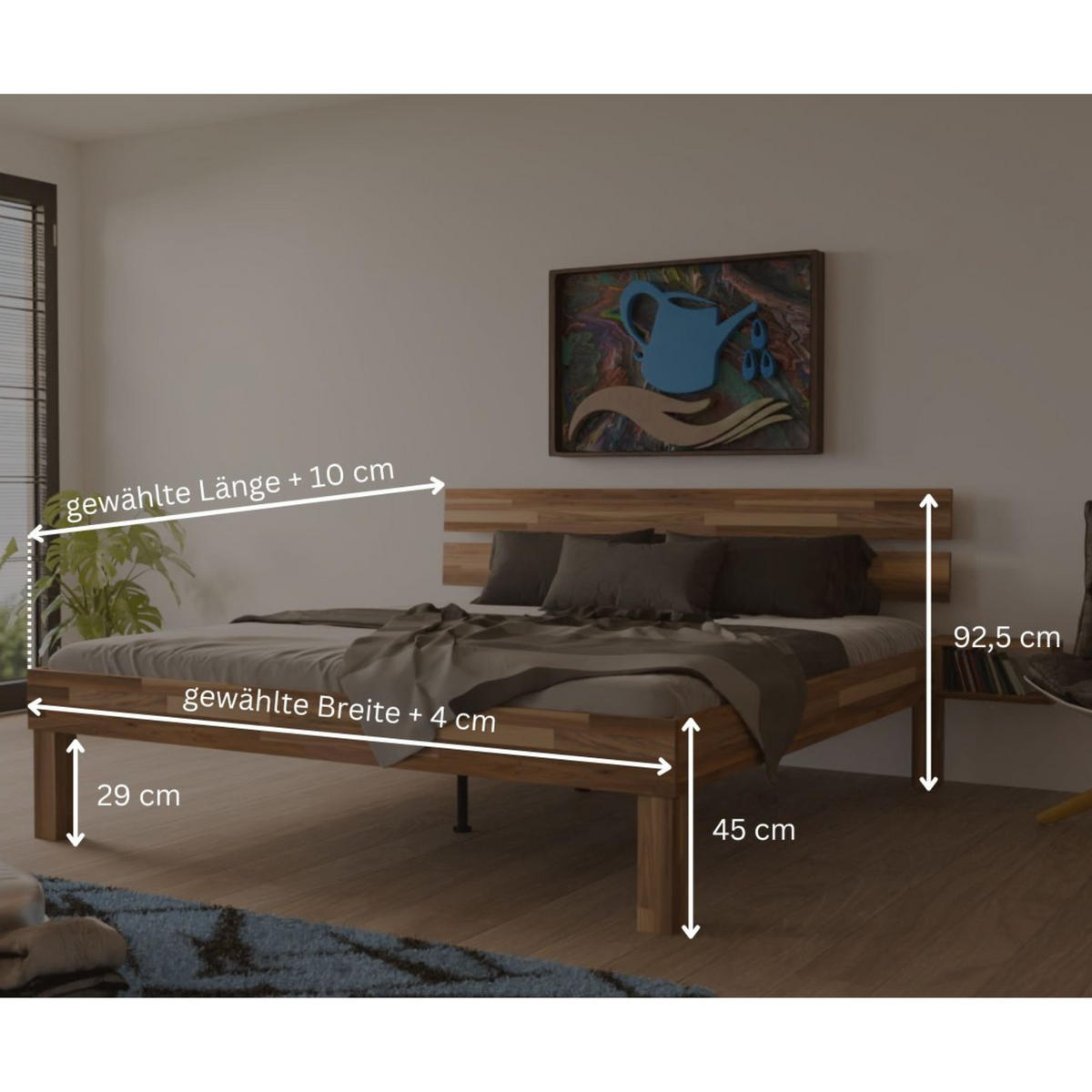 KOMFORTBETT 140/200 cm aus Nussbaum - Braun, Holz (140/200cm) - MeinMassivholz