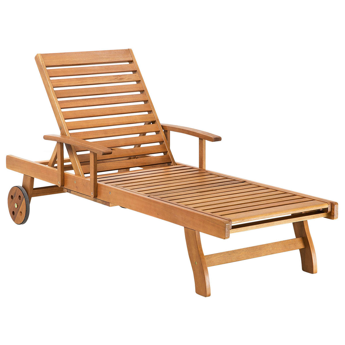 GARTENLIEGE hellbraun Java - Hellbraun, Holz (64/74/196cm) - Beliani