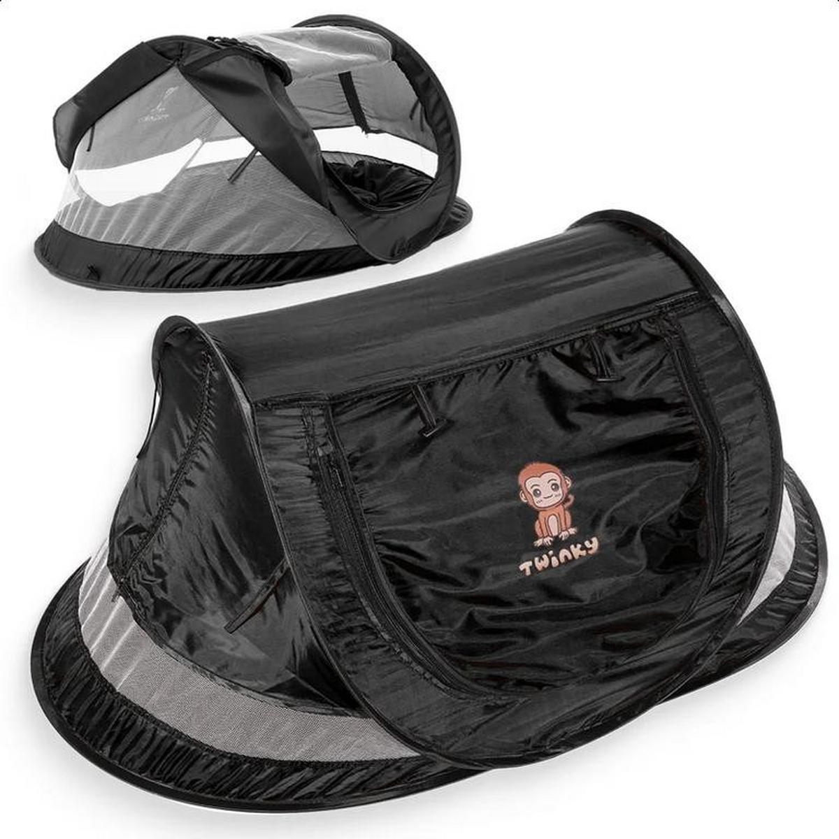 REISEBETT Baby mit Matratze bis 3 Jahre mit Moskitonetz Schwarz - Schwarz, Kunststoff (107/40cm) - Twinky