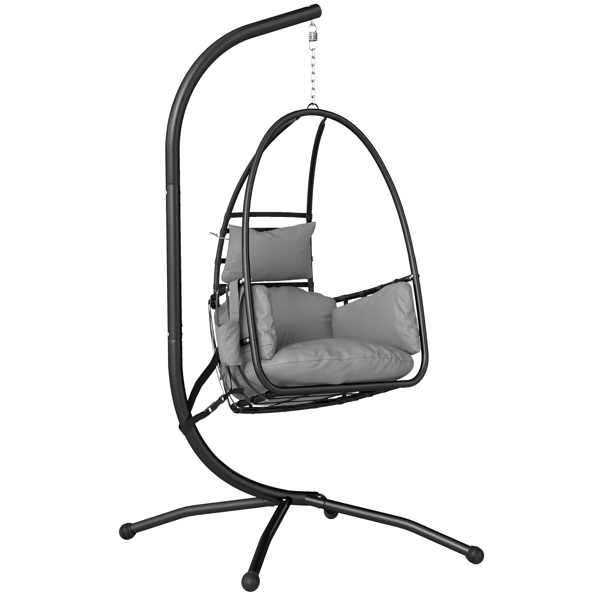 HÄNGESESSEL, eiförmig Korbgestell, dunkelgrau - Grau, Metall (21/83/83cm) - Vallsero