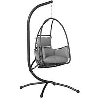 HÄNGESESSEL, eiförmig Korbgestell, dunkelgrau - Grau, Metall (21/83/83cm) - Vallsero