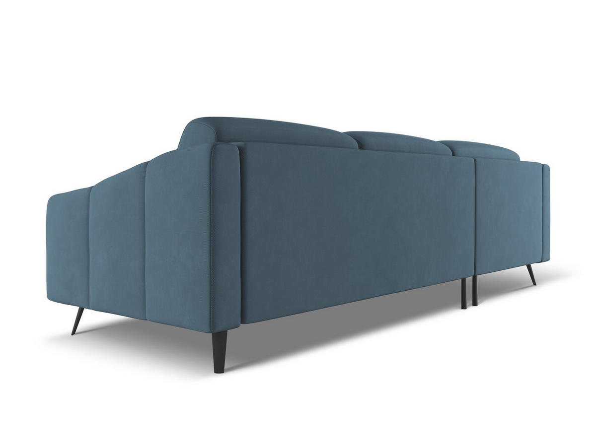 ECKSOFA Links Chenille Stoff Blau - Blau/Blaugrau, Textil/Metall (160/264cm) - Makamii