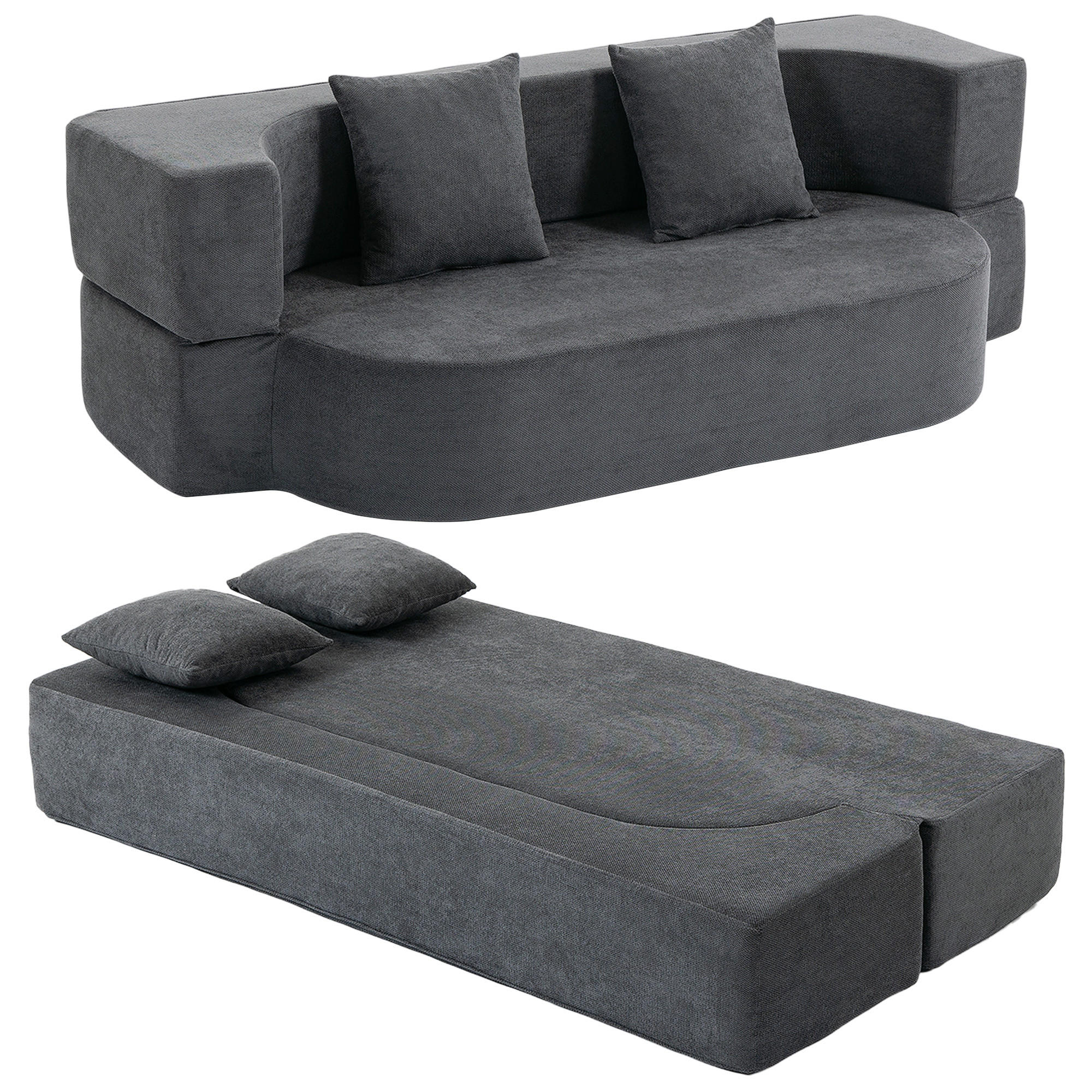 SCHLAFSOFA Dunkelgrau 190.0/80.0/60.0cm - Dunkelgrau, Textil (80/60/190cm)