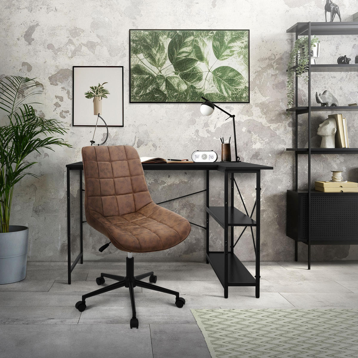 BÜROSTUHL Kunstleder braun - Schwarz/Braun, Textil/Metall (53/97/60cm) - ML-DESIGN