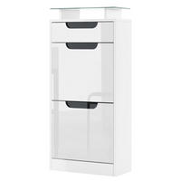 SCHUHSCHRANK Fiesta Weiß Hochglanz / Schwarz Hochglanz - Weiß Hochglanz, Holzwerkstoff (46/104/23cm) - Vladon