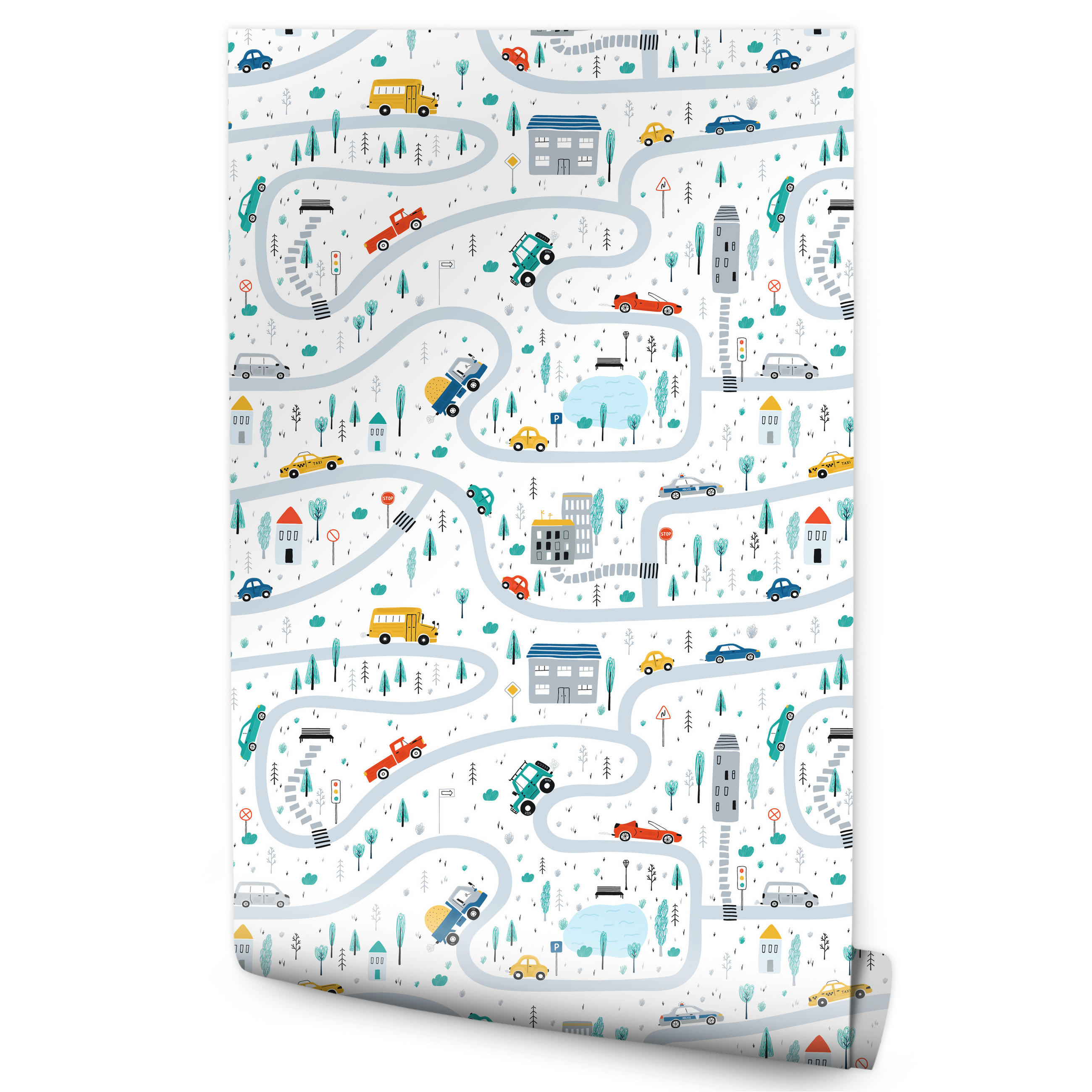 VLIESTAPETE Autos und Straßen – Bunt, Weiß – 50x1000 cm - Multicolor/Weiß, Papier (50/1000cm) - Muralo