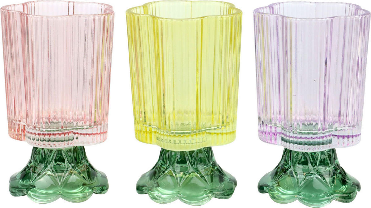 WINDLICHTET/VASEN San Remo bunt 3-tlg. - Multicolor, Glas (7.5/12cm) - FURNARO