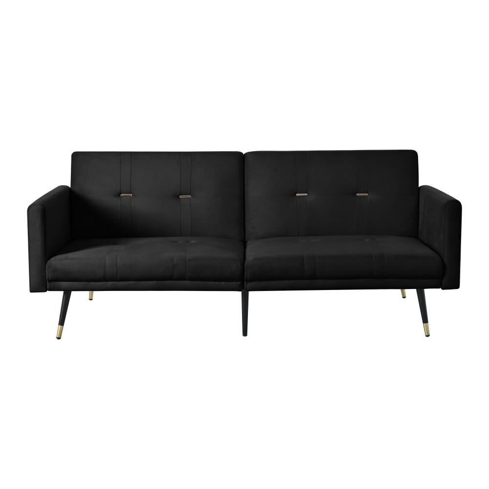 SCHLAFSOFA Zweisitzer mit Schlaffunktion,Klappsofa,Samt,Schwarz - Schwarz, Textil (164/70/51cm) - LVHOM