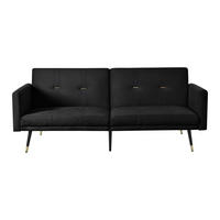 SCHLAFSOFA Zweisitzer mit Schlaffunktion,Klappsofa,Samt,Schwarz - Schwarz, Textil (164/70/51cm) - LVHOM