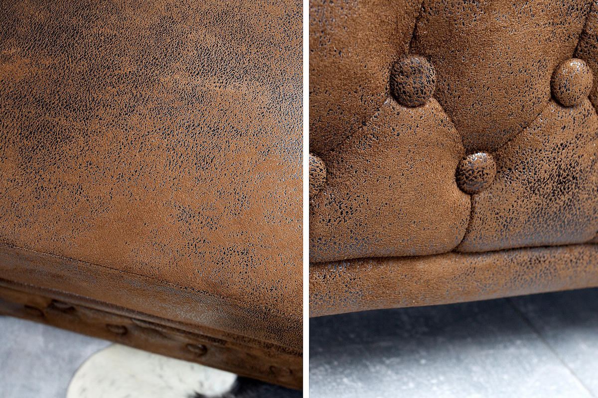 SESSEL CHESTERFIELD Microfaser Braun 110 cm - Dunkelbraun/Braun, Holz/Textil (110/73/85cm) - riess-ambiente