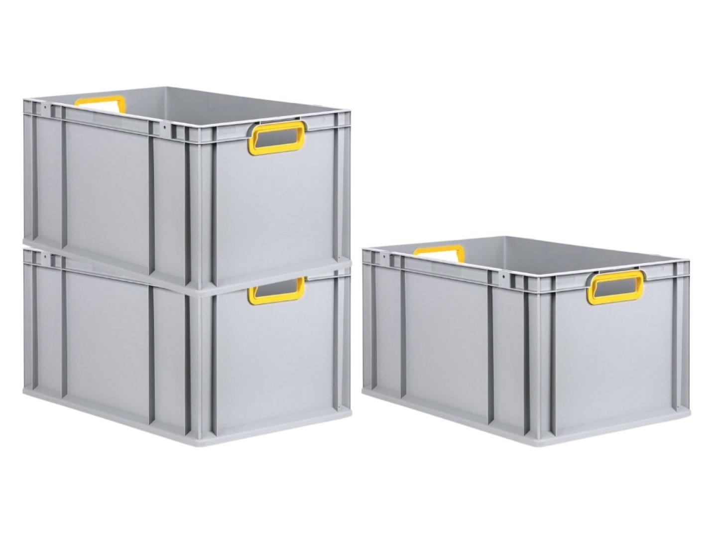 EUROBOX 3x Nextgen Color 32x40x60cm 65 Liter Griffe Gelb Offen - Gelb, Kunststoff (40/22/60cm) - PROREGAL